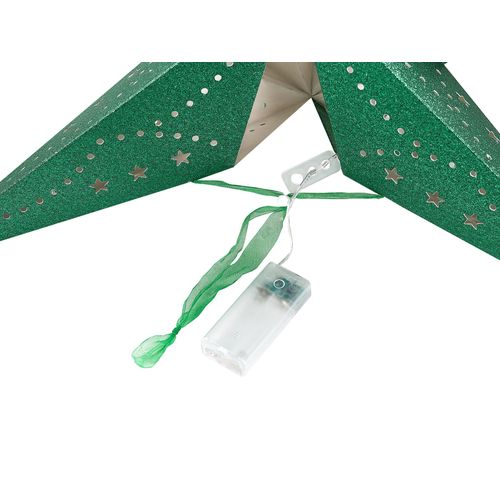Lot De 2 Étoiles Décoratives LED 45 Cm En Papier Brillant Vert Motti