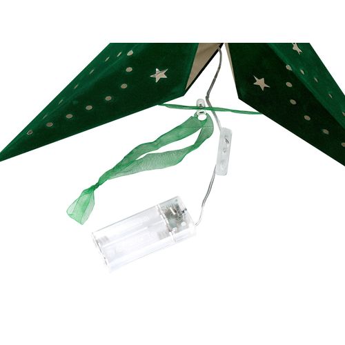 Lot De 2 Étoiles Décoratives LED 60 Cm En Papier Velours Vert Motti