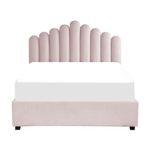 Lit Ottoman Velours Vincennes 140 X 200 Cm Rose Pastel