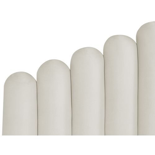 Lit Ottoman Velours Vincennes 160 X 200 Cm Blanc Cassé