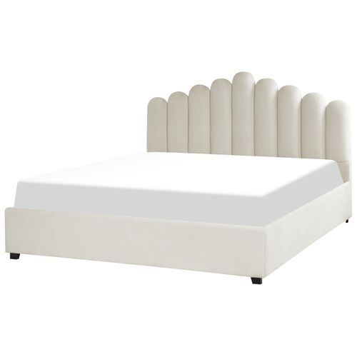 Lit Ottoman Velours Vincennes 180 X 200 Cm Blanc Cassé