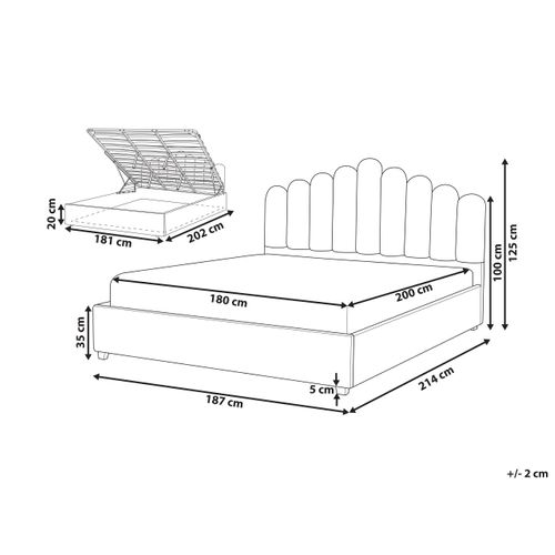 Lit Ottoman Velours Vincennes 180 X 200 Cm Blanc Cassé