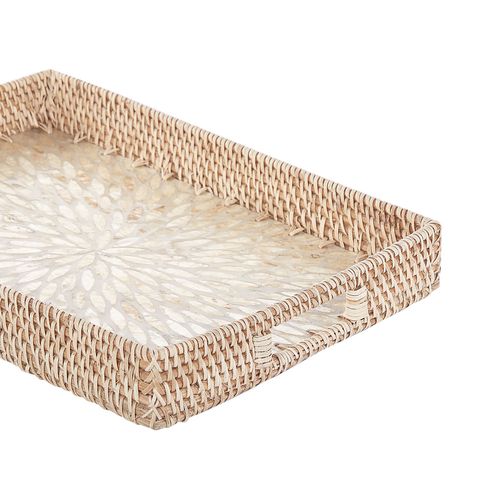 Lot De 2 Plateaux Décoratifs En Rotin Naturel Ndebele