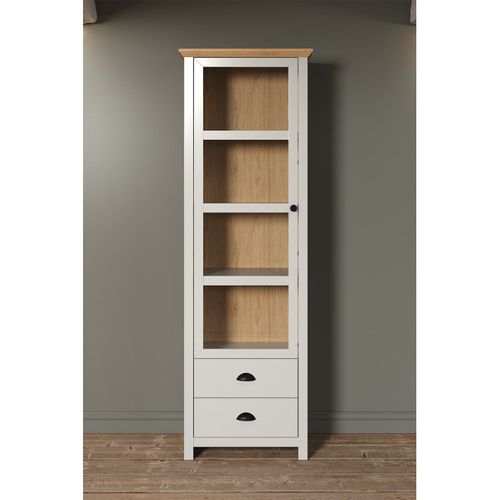 Vitrine 1 Porte En Verre Trempé Et 2 Tiroirs L65 Cm