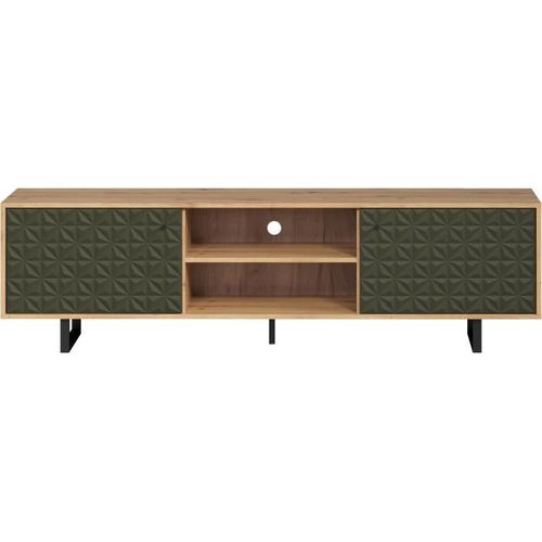 Meuble TV - Sentra - 2 Portes, 2 Niches - Vert Foncé - 184 X 40 X 52 Cm -