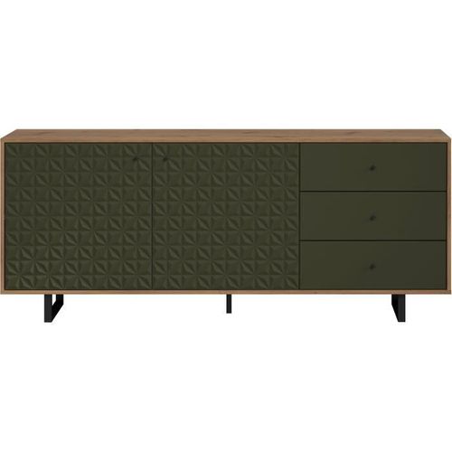 Buffet Bas - Sentra - Vert Foncé - 2 Portes, 3 Tiroirs - 124 X 40 X 136 Cm -