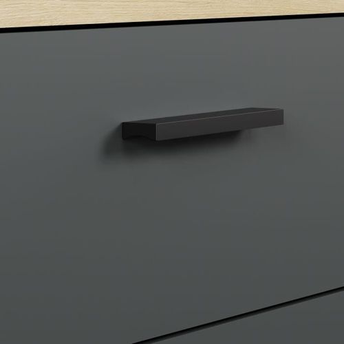 Meuble TV - Tyler - Urbain - En Panneaux De Particules - Gris Anthracite Mat / Chene Miel