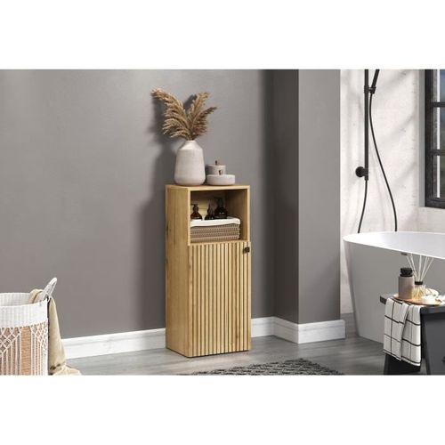 Rangement De Salle De Bain - Décor Chêne - L40 X H95 X P31cm - Pure Bliss