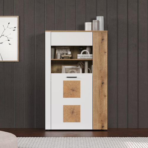 Vitrine 2 Portes Dont Une Avec Verre Trempé L90 Cm