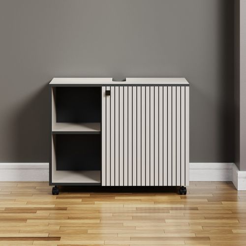 Meuble Sous Vasque Sur Roulettes 1 Porte L80 Cm