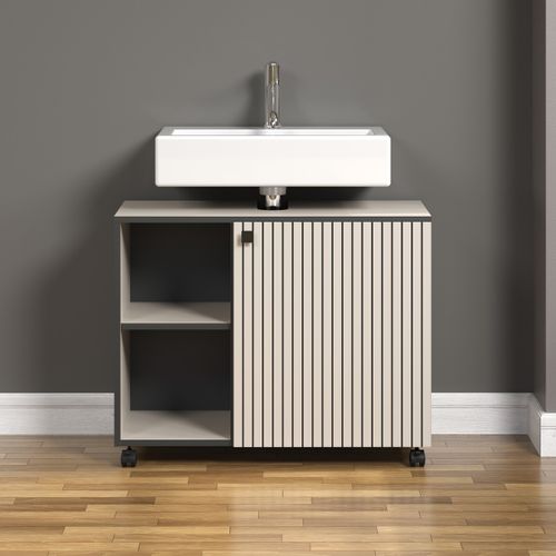 Meuble Sous Vasque Sur Roulettes 1 Porte L80 Cm