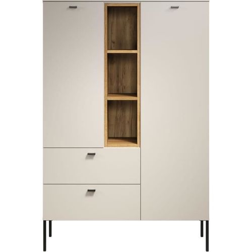 Buffet Haut - Sao Paulo - Cachemire / Chene Blond - 2 Portes, 3 Niches, 2 Tiroirs - 93 X 42 X 140 Cm