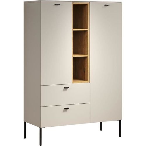 Buffet Haut - Sao Paulo - Cachemire / Chene Blond - 2 Portes, 3 Niches, 2 Tiroirs - 93 X 42 X 140 Cm