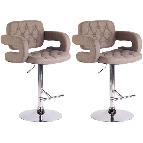 Lot De 2 Tabourets De Bar Dublin En Tissu Taupe