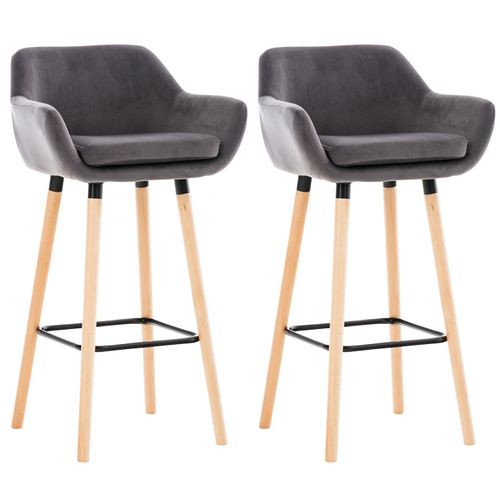 Lot De 2 Tabourets De Bar Grant En Velours Gris