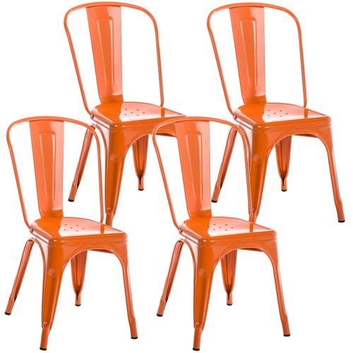 Lot De 4 Chaises Métalliques Empilables Benedikt Orange