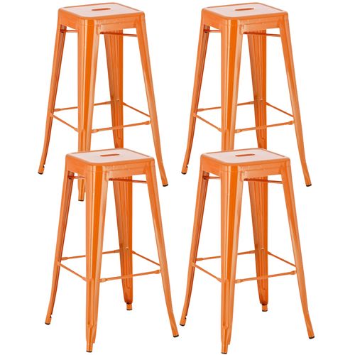 Lot De 4 Tabourets De Bar  En Métal Empilables Joshua Orange