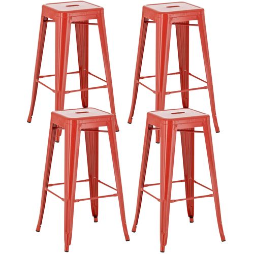 Lot De 4 Tabourets De Bar  En Métal Empilables Joshua Rouge