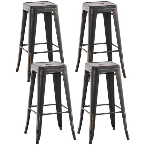 Lot De 4 Tabourets De Bar  En Métal Empilables Joshua Noir-or