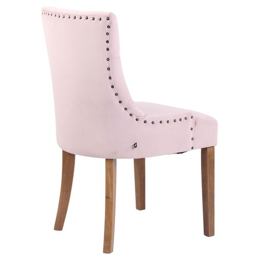 Chaise De Salle À Manger Aberdeen En Velours Avec Piètement En Bois D'hévéa Rose/antique Clair