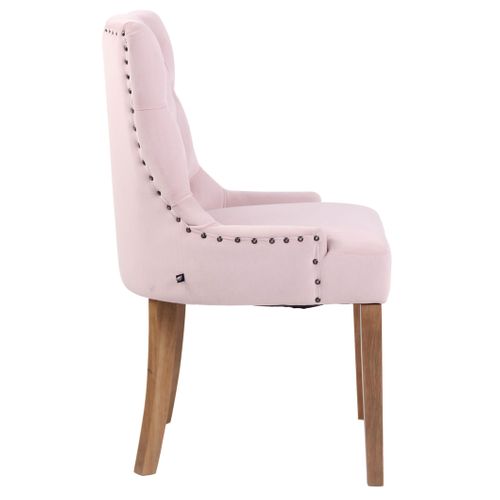 Chaise De Salle À Manger Aberdeen En Velours Avec Piètement En Bois D'hévéa Rose/antique Clair