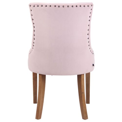 Chaise De Salle À Manger Aberdeen En Velours Avec Piètement En Bois D'hévéa Rose/antique Clair