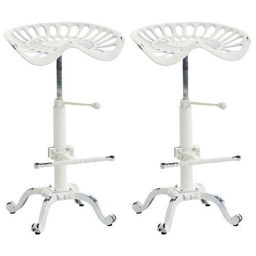 Lot De 2 Tabourets De Bar Butch Au Style Industriel Blanc Antique