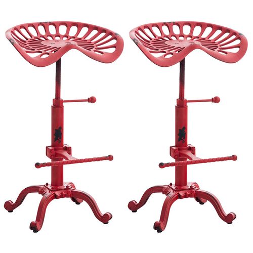 Lot De 2 Tabourets De Bar Butch Au Style Industriel Rouge