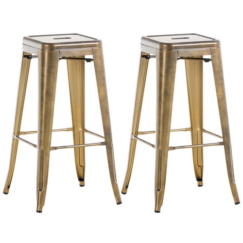 Lot De 2 Tabourets De Bar Joshua V2 En Métal Or