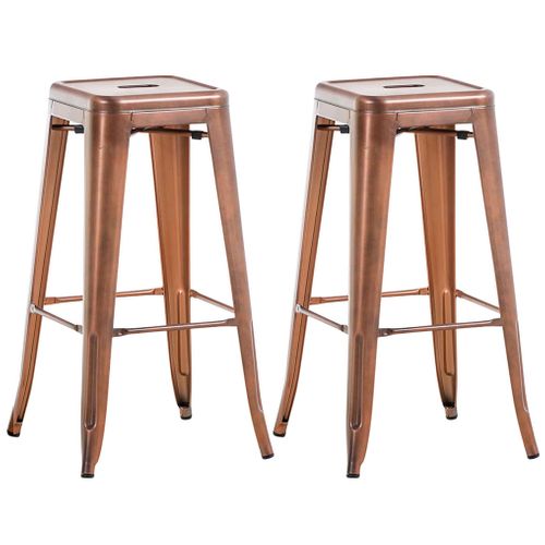 Lot De 2 Tabourets De Bar Joshua V2 En Métal Cuivre