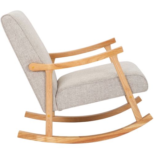 Chaise A Bascule Morelia En Tissu Avec Pieds Nature Crème