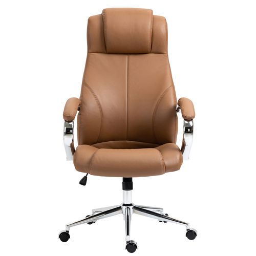 Fauteuil De Bureau Salford En Véritable Cuir Ajustable Et Pivotant Marron Clair