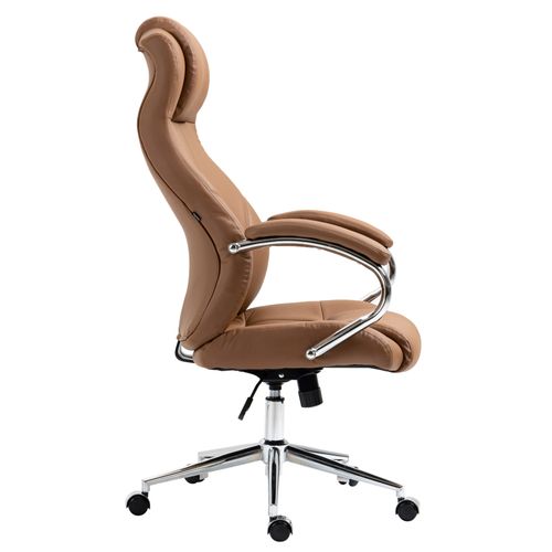 Fauteuil De Bureau Salford En Véritable Cuir Ajustable Et Pivotant Marron Clair