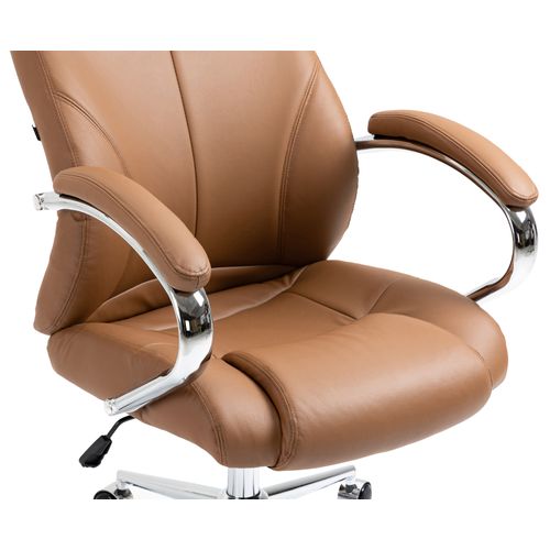 Fauteuil De Bureau Salford En Véritable Cuir Ajustable Et Pivotant Marron Clair