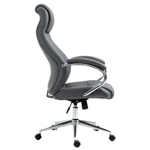 Fauteuil De Bureau Salford En Véritable Cuir Ajustable Et Pivotant Gris