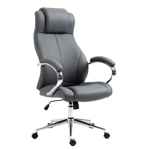 Fauteuil De Bureau Salford En Véritable Cuir Ajustable Et Pivotant Gris