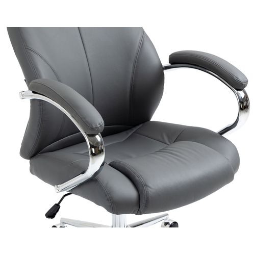Fauteuil De Bureau Salford En Véritable Cuir Ajustable Et Pivotant Gris