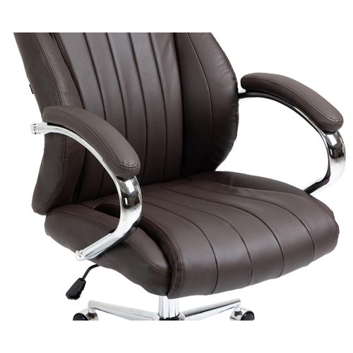 Fauteuil De Bureau Wigan En Vèritable Cuir Ajustable Et Pivotant Marron