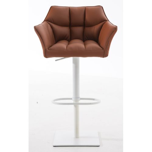 Lot De 2 Tabourets De Bar Damaso Similicuir Marron Clair/blanc