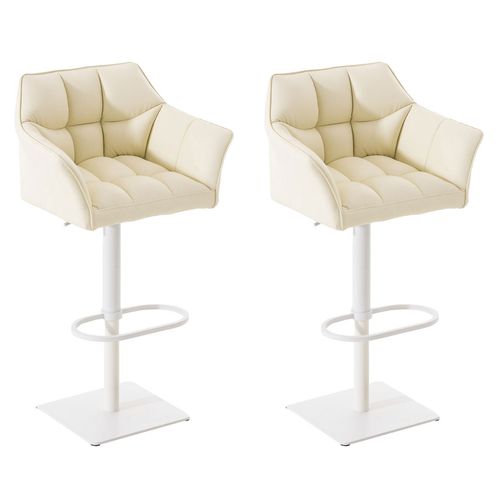 Lot De 2 Tabourets De Bar Damaso Similicuir Crème/blanc