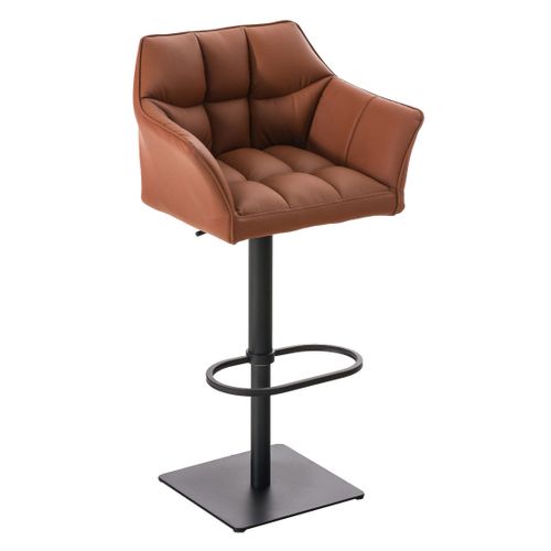 Lot De 2 Tabourets De Bar Damaso Similicuir Marron Clair/noir