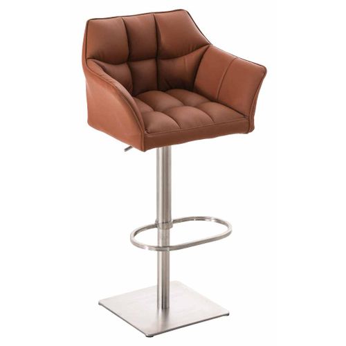 Lot De 2 Tabourets De Bar Damaso Similicuir Marron Clair/acier Inoxydable