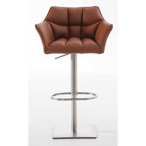 Lot De 2 Tabourets De Bar Damaso Similicuir Marron Clair/acier Inoxydable