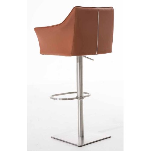 Lot De 2 Tabourets De Bar Damaso Similicuir Marron Clair/acier Inoxydable