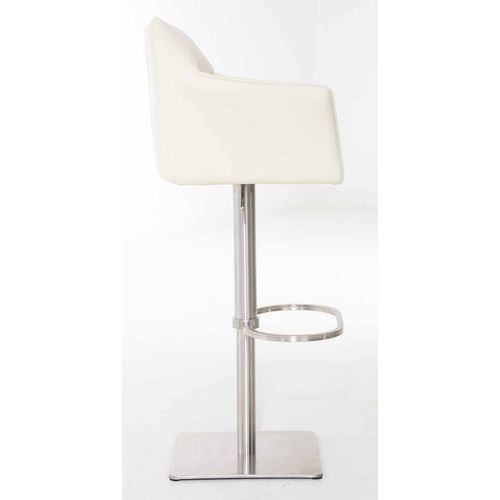 Lot De 2 Tabourets De Bar Damaso Similicuir Crème/acier Inoxydable