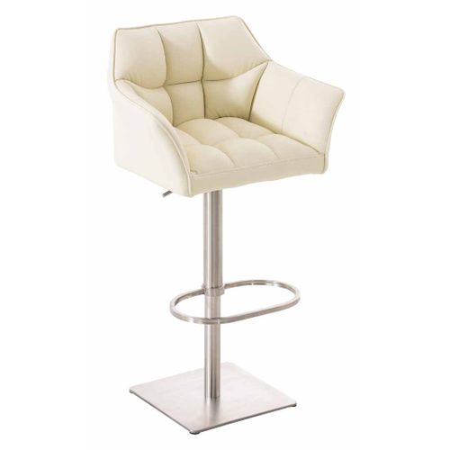 Lot De 2 Tabourets De Bar Damaso Similicuir Crème/acier Inoxydable