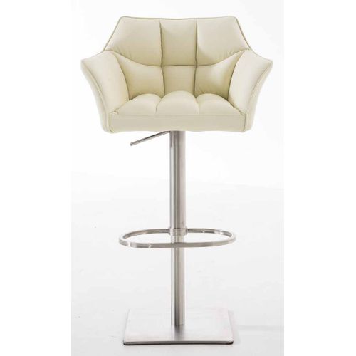 Lot De 2 Tabourets De Bar Damaso Similicuir Crème/acier Inoxydable