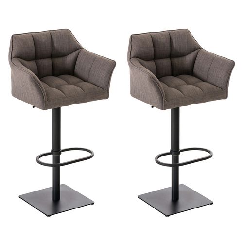 Lot De 2 Tabourets De Bar Damaso En Tissu Gris/noir