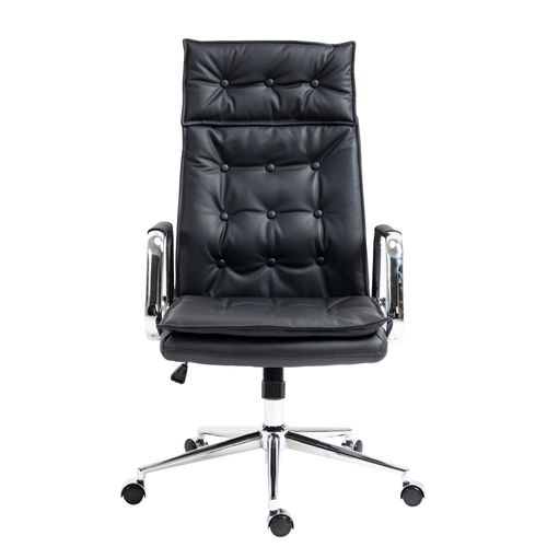 Fauteuil De Bureau Sotira En Véritable Cuir Ajustable Et Pivotant Noir