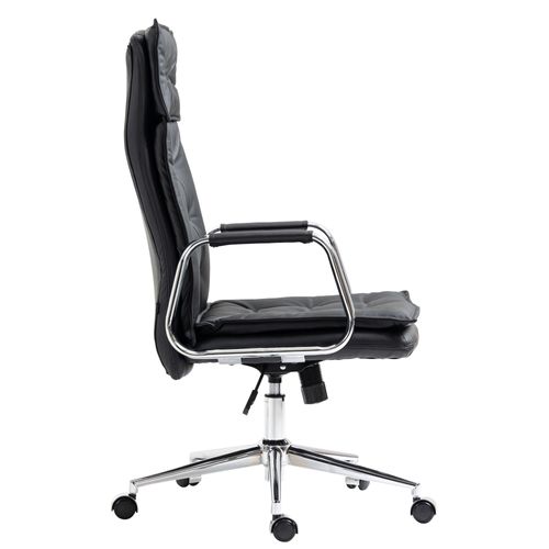 Fauteuil De Bureau Sotira En Véritable Cuir Ajustable Et Pivotant Noir